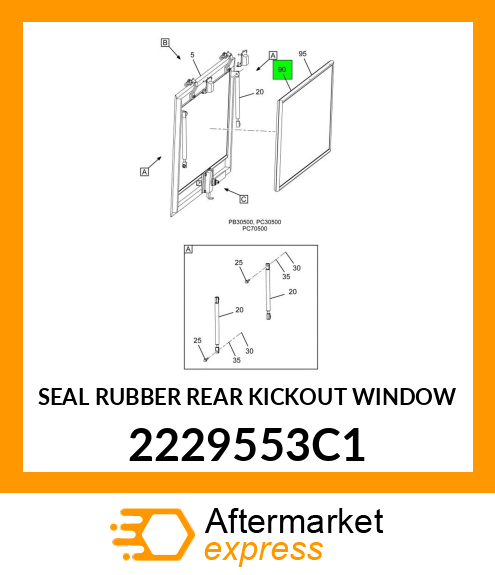 SEAL RUBBER REAR KICKOUT WINDOW 2229553C1