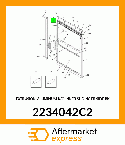 EXTRUSION, ALUMINUM K/O INNER SLIDING FR SIDE BK 2234042C2