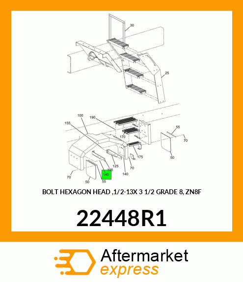 BOLT HEXAGON HEAD ,1/2-13X 3 1/2 GRADE 8, ZN8F 22448R1