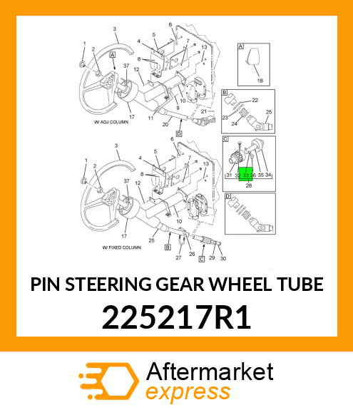 PIN STEERING GEAR WHEEL TUBE 225217R1