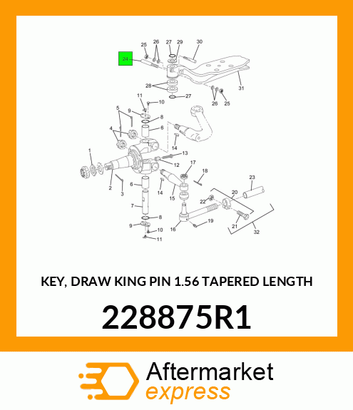 KEY, DRAW KING PIN 1.56" TAPERED LENGTH 228875R1