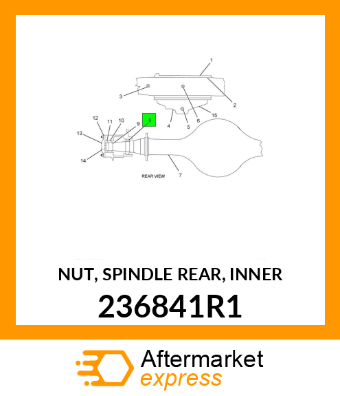 NUT, SPINDLE REAR, INNER 236841R1