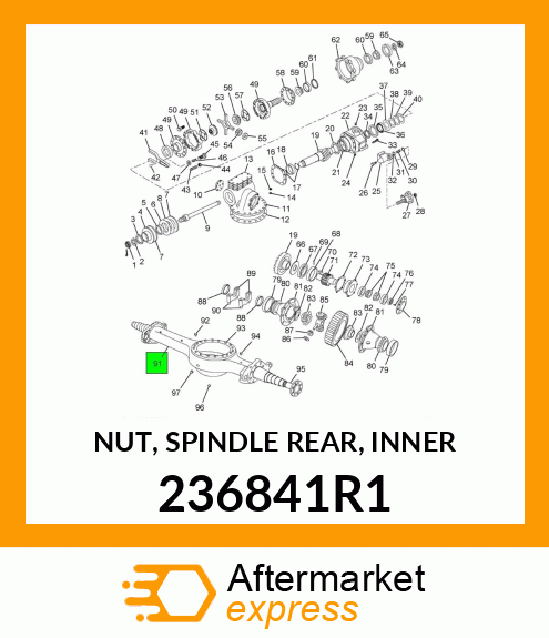 NUT, SPINDLE REAR, INNER 236841R1