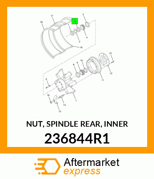NUT, SPINDLE REAR, INNER 236844R1