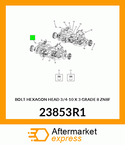 BOLT HEXAGON HEAD 3/4-10 X 3 GRADE 8 ZN8F 23853R1