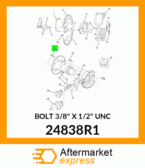 BOLT 3/8" X 1/2" UNC 24838R1