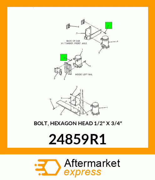 BOLT, HEXAGON HEAD 1/2" X 3/4" 24859R1