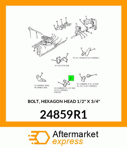 BOLT, HEXAGON HEAD 1/2" X 3/4" 24859R1