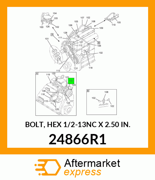 BOLT, HEX 1/2-13NC X 2.50 IN. 24866R1