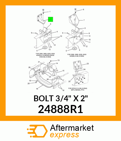 BOLT 3/4" X 2" 24888R1