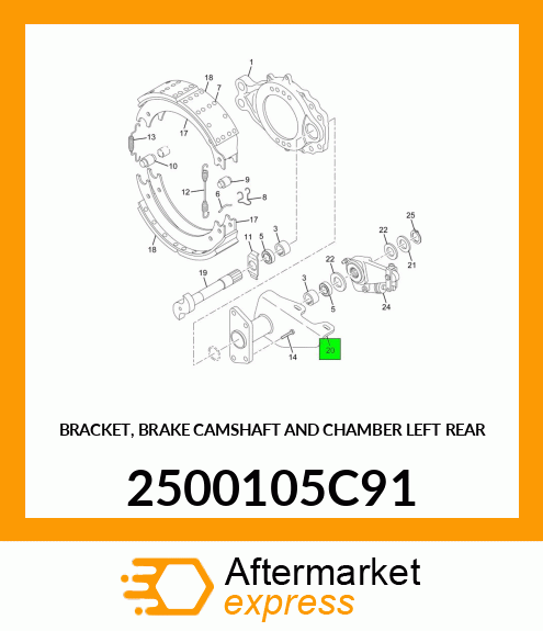 BRACKET, BRAKE CAMSHAFT AND CHAMBER LEFT REAR 2500105C91