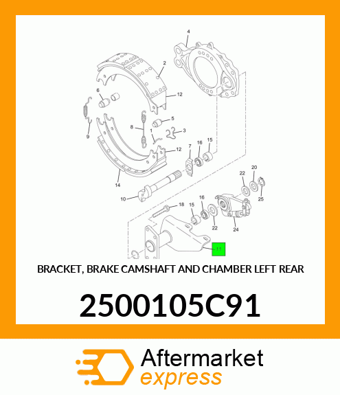 BRACKET, BRAKE CAMSHAFT AND CHAMBER LEFT REAR 2500105C91