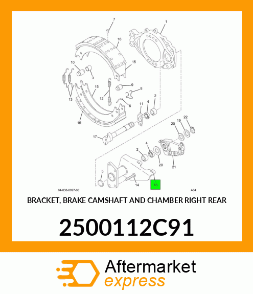 BRACKET, BRAKE CAMSHAFT AND CHAMBER RIGHT REAR 2500112C91