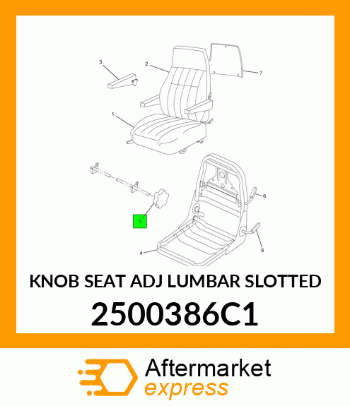 KNOB SEAT ADJ LUMBAR SLOTTED 2500386C1