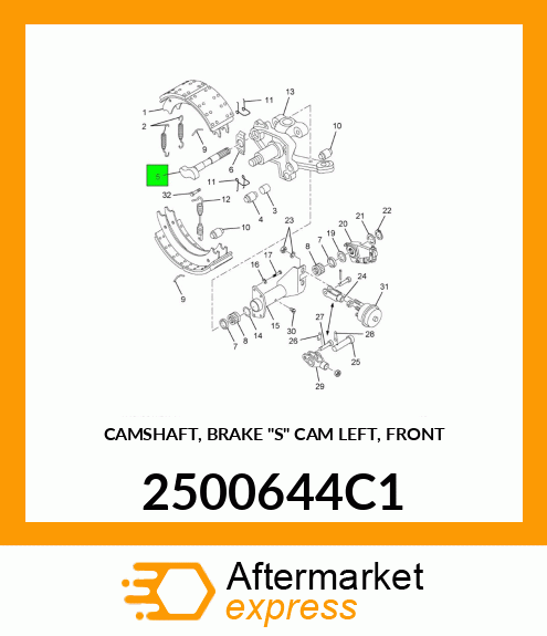 CAMSHAFT, BRAKE "S" CAM LEFT, FRONT 2500644C1