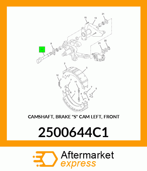 CAMSHAFT, BRAKE "S" CAM LEFT, FRONT 2500644C1