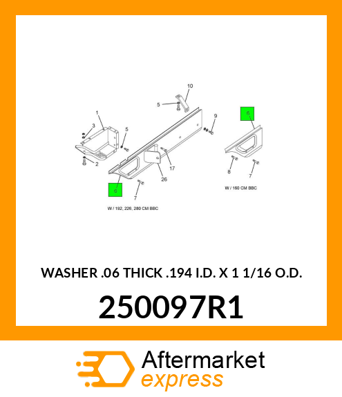 WASHER .06" THICK .194" I.D. X 1 1/16" O.D. 250097R1