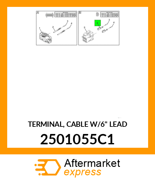 TERMINAL, CABLE W/6" LEAD 2501055C1