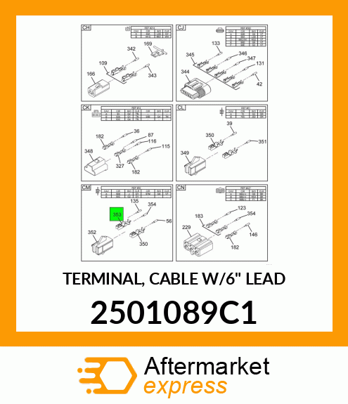 TERMINAL, CABLE W/6" LEAD 2501089C1