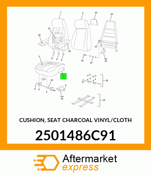 CUSHION, SEAT CHARCOAL VINYL/CLOTH 2501486C91