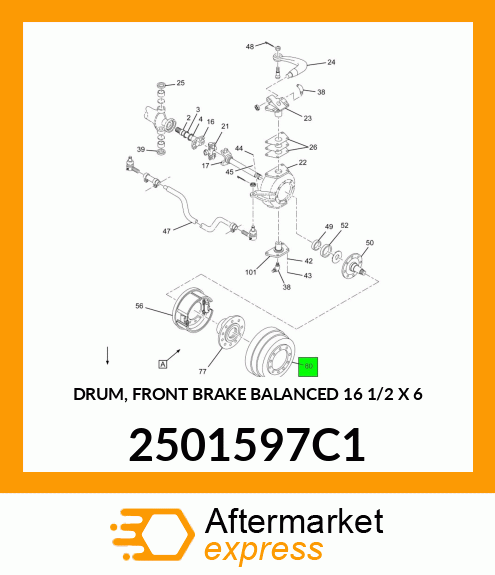 DRUM, FRONT BRAKE BALANCED 16 1/2" X 6" 2501597C1