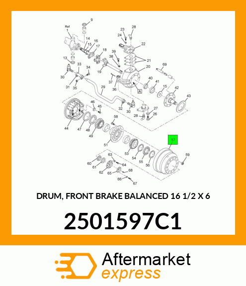 DRUM, FRONT BRAKE BALANCED 16 1/2" X 6" 2501597C1