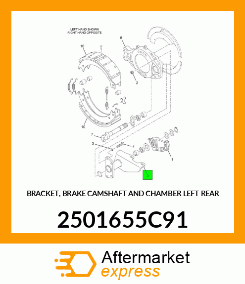 BRACKET, BRAKE CAMSHAFT AND CHAMBER LEFT REAR 2501655C91