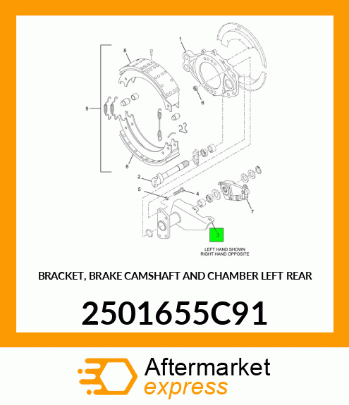 BRACKET, BRAKE CAMSHAFT AND CHAMBER LEFT REAR 2501655C91