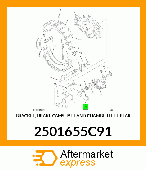 BRACKET, BRAKE CAMSHAFT AND CHAMBER LEFT REAR 2501655C91