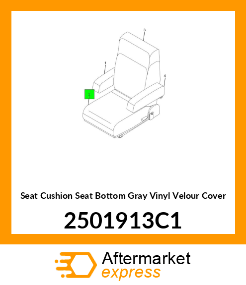 Seat Cushion Seat Bottom Gray Vinyl Velour Cover 2501913C1