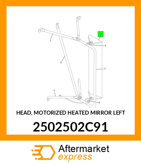 HEAD, MOTORIZED HEATED MIRROR LEFT 2502502C91