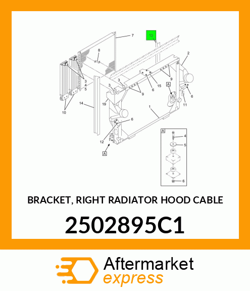 BRACKET, RIGHT RADIATOR HOOD CABLE 2502895C1