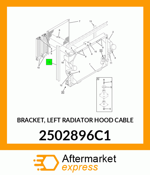 BRACKET, LEFT RADIATOR HOOD CABLE 2502896C1