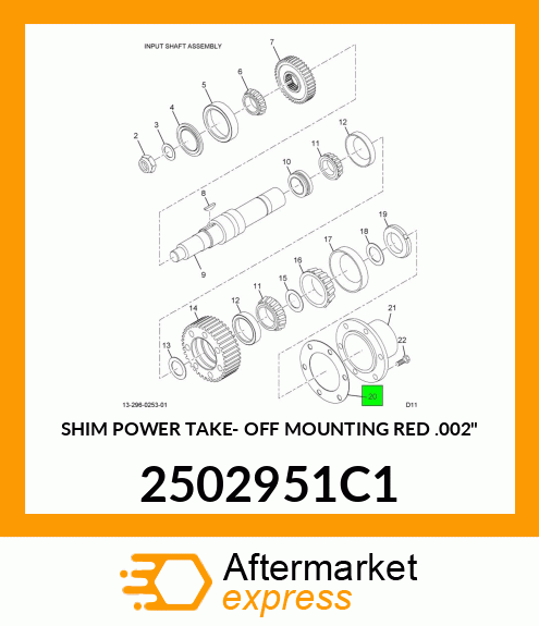 SHIM POWER TAKE- OFF MOUNTING RED .002" 2502951C1