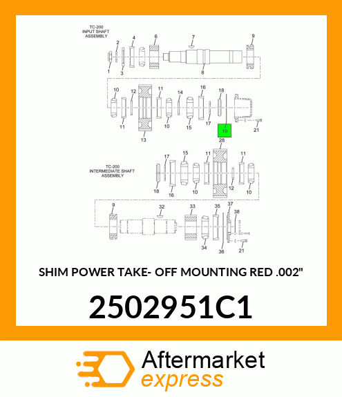 SHIM POWER TAKE- OFF MOUNTING RED .002" 2502951C1