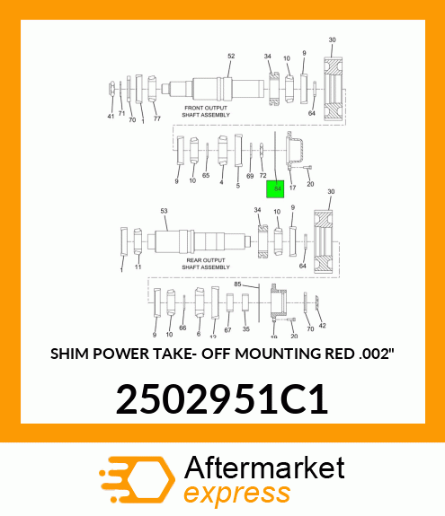 SHIM POWER TAKE- OFF MOUNTING RED .002" 2502951C1