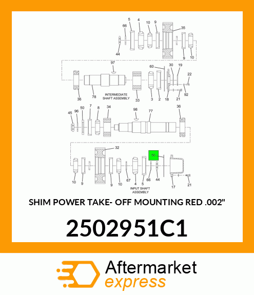 SHIM POWER TAKE- OFF MOUNTING RED .002" 2502951C1