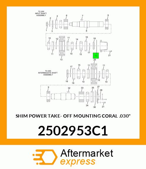 SHIM POWER TAKE- OFF MOUNTING CORAL .030" 2502953C1