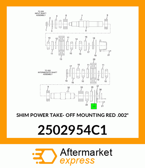 SHIM POWER TAKE- OFF MOUNTING RED .002" 2502954C1