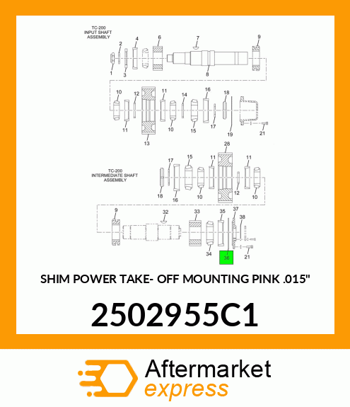 SHIM POWER TAKE- OFF MOUNTING PINK .015" 2502955C1