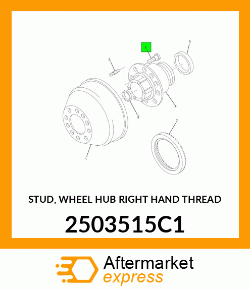 STUD, WHEEL HUB RIGHT HAND THREAD 2503515C1