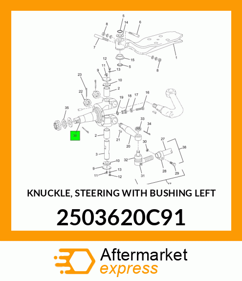 KNUCKLE, STEERING WITH BUSHING LEFT 2503620C91