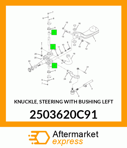 KNUCKLE, STEERING WITH BUSHING LEFT 2503620C91