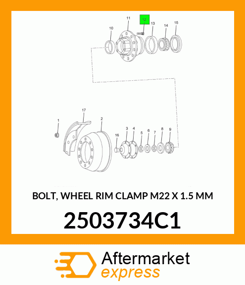 BOLT, WHEEL RIM CLAMP M22 X 1.5 MM 2503734C1