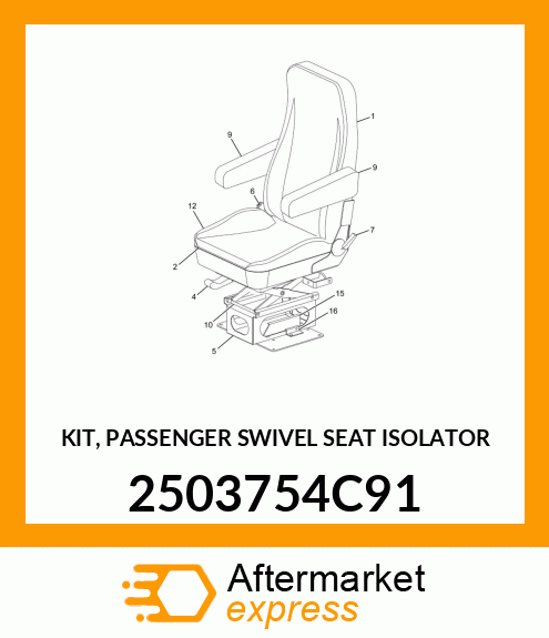 KIT, PASSENGER SWIVEL SEAT ISOLATOR 2503754C91