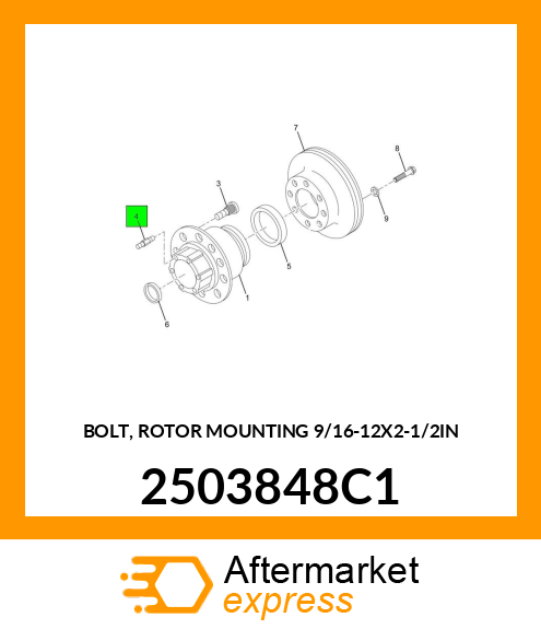 BOLT, ROTOR MOUNTING 9/16"-12X2-1/2IN 2503848C1