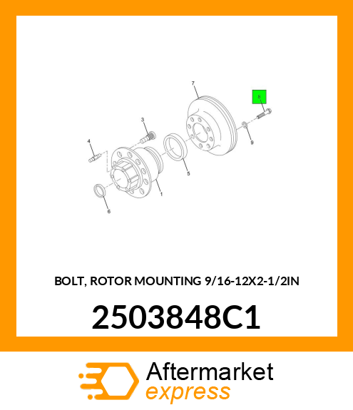 BOLT, ROTOR MOUNTING 9/16"-12X2-1/2IN 2503848C1