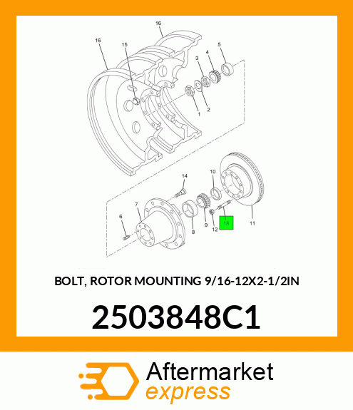 BOLT, ROTOR MOUNTING 9/16"-12X2-1/2IN 2503848C1