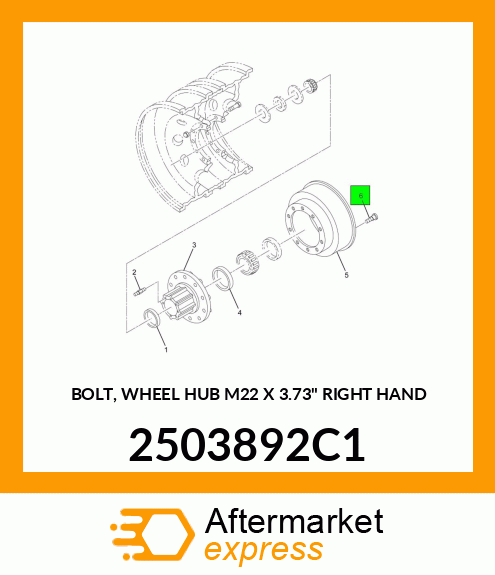 BOLT, WHEEL HUB M22 X 3.73" RIGHT HAND 2503892C1