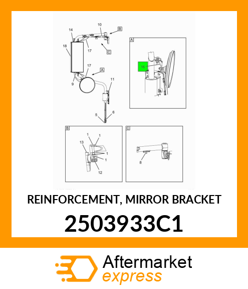 REINFORCEMENT, MIRROR BRACKET 2503933C1